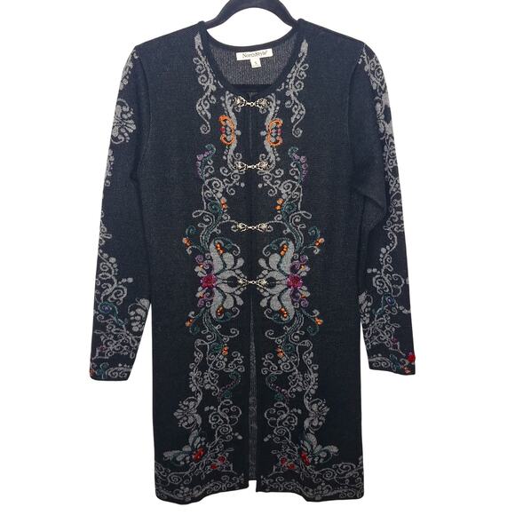 NorthStyle Peruvian Embroidered Sweater Duster Cardigan Jacket Alpaca Wool Small - Picture 2 of 9
